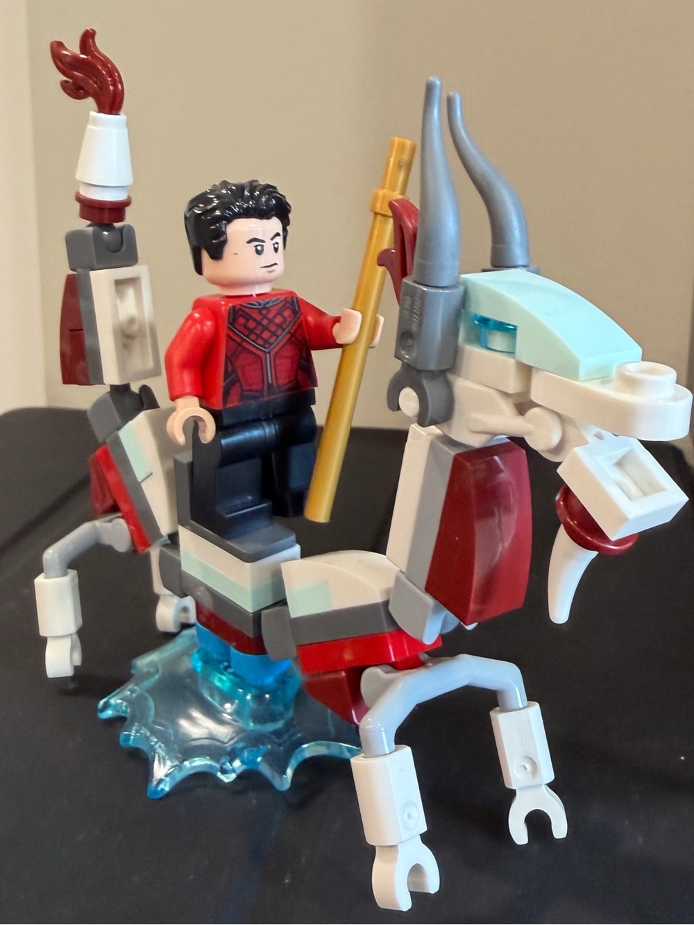 Lego Red White Light Blue Dragon Rider with Minifigure